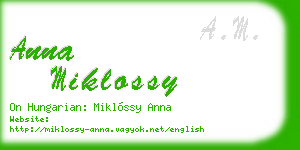 anna miklossy business card